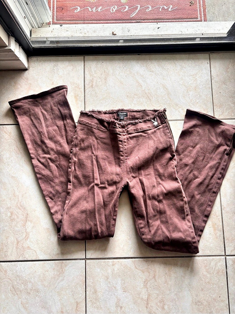 Playboy Flare Leg Jeans Brown Waist 27 Good